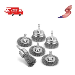 6Pcs Professional Wire Wheel, Carbon Steel Wire Brush for Drill with 1/4 Inch Hex Shank