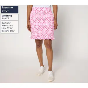 QVC Belle Body by Kim Gravel Regular Geo Athletic Jersey Ruffle Sports Skort