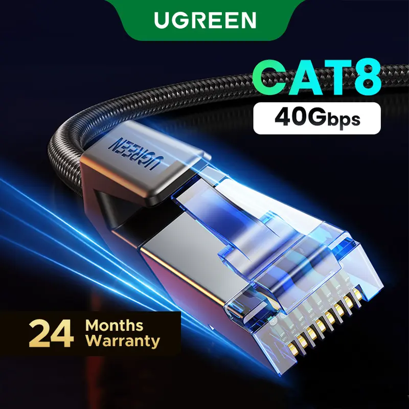 UGREEN Cat 8 Ethernet Cable 6FT, High Speed Braided 40Gbps 2000Mhz Network Cord Cat8 RJ45 Shielded LAN Cables Compatible for Gaming PC Modem Router Noise Streaming Networking Devices,Summer Sale