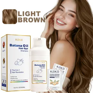 Light Brown 9-in-1 Hair Dye Shampoo for Gray Coverage, Instant Semi-Permanent Hair Color for Women & Men, Natural Herbal Formula, Easy At-Home Coloring in 10–15 Minutes, Long-Lasting Results for All Hair Types, 500ml / 16.9 Fl Oz