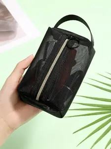 Minimalist Mesh Makeup Bag, Portable Mini Travel Cosmetic Storage Bag, Zipper Makeup Organizer Pouch, Handheld Cosmetic Pouch, Versatile Storage Bag for Skincare, Lotion, Cream, Lip Balm, Eyeliners, Mirror, Travel Cosmetic Bags