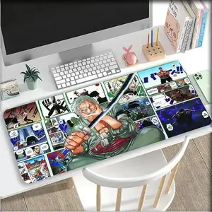 Anime Mouse Pad Zoro Colorful XXL Gaming Desk Mat, Neoprene Anti-Slip Backing Customizable for Any Workspace