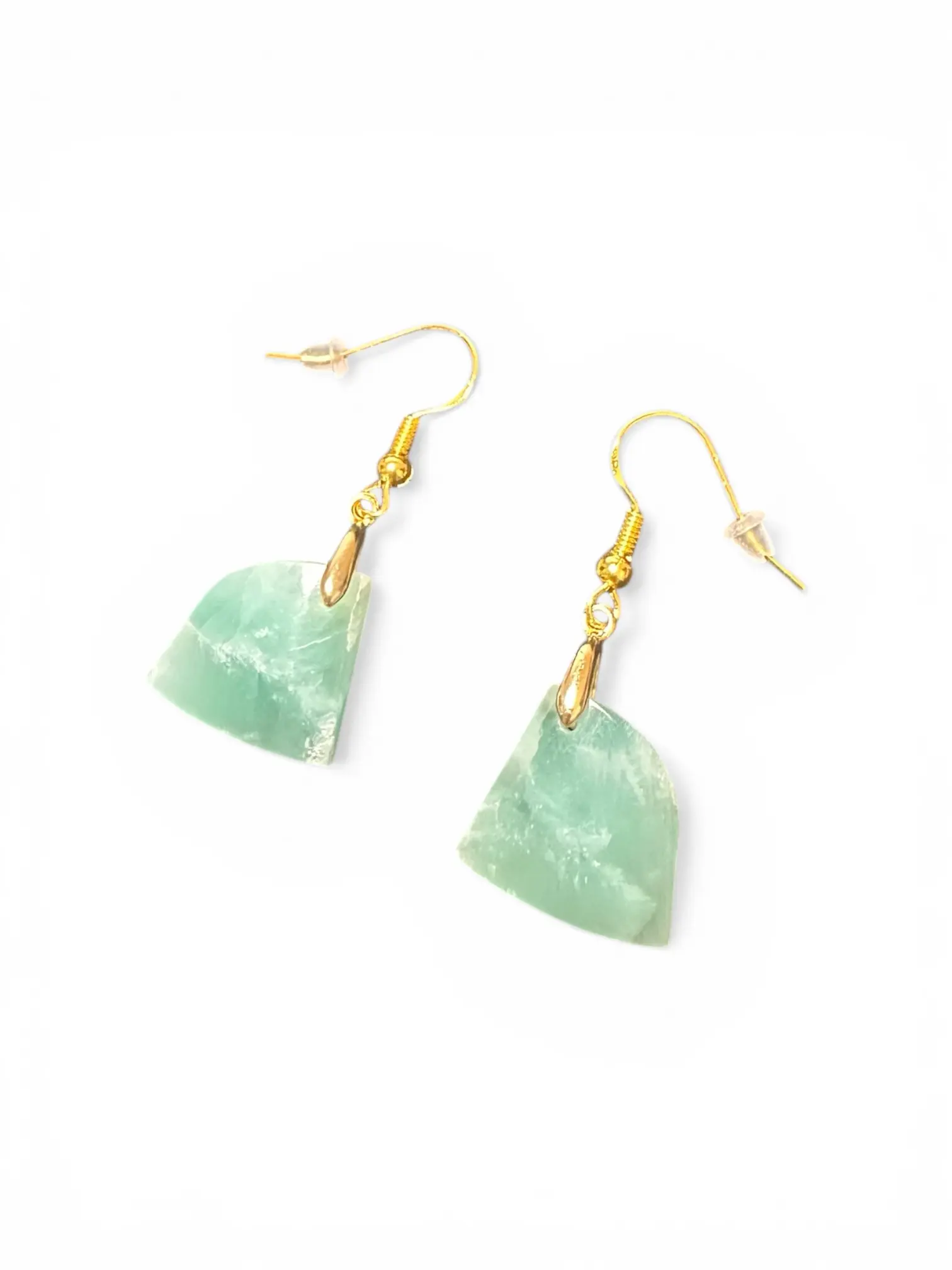 Handmade Natural Hemimorphite Fan Earrings | Premium 24k Gold Plated | One-of-a-Kind "Stone of Empathy" Jewelry