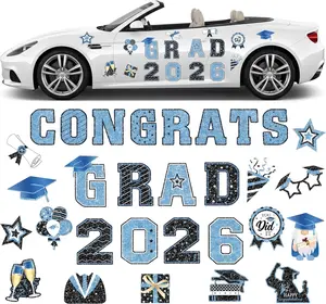 20 Pcs Graduation Car Magnets, 2026 Senior Graduation Car Decoration Bumper Sticker Congrats Grad Magnet Magnetic Refrigerator Decal for Grad Parade Party Supplies