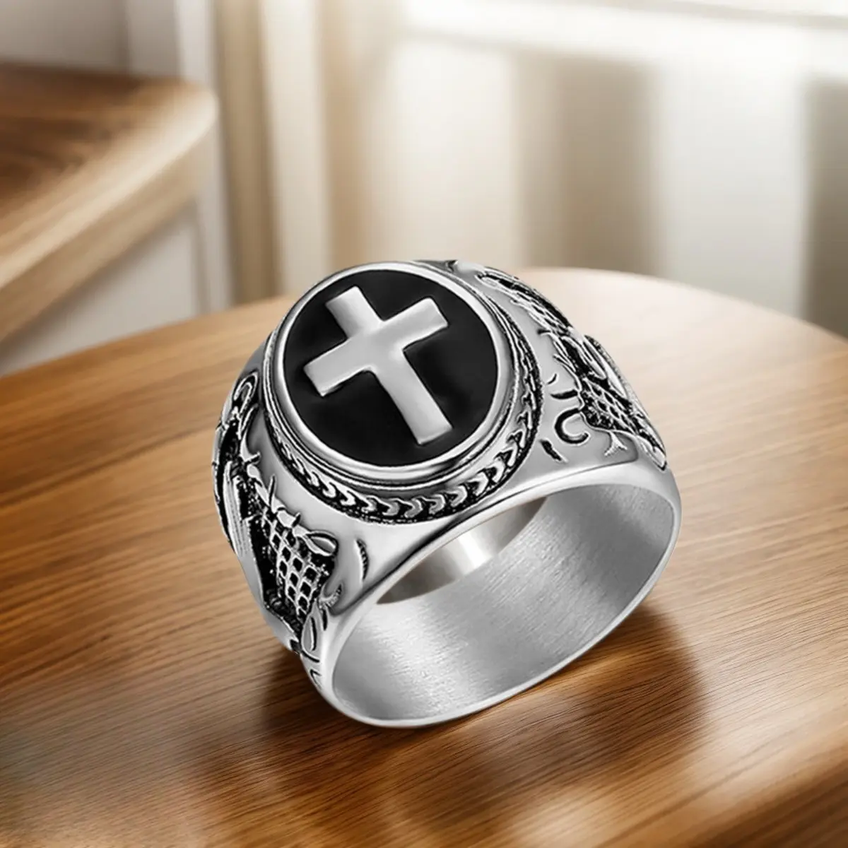 1pc European Style Cross Signet Ring - Light Luxury Fashion, Simple Trendy Rings for Women, Suitable for Daily Wear, Ideal Holiday Gift for Family, European Style Rings