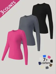 Women's Long Sleeve Yoga Shirt, Breathable Sports Top, Seamless Comfortable Design, Quick-Dry Sporty Fit, Ideal for Running & Training, Spring & Fall Wear