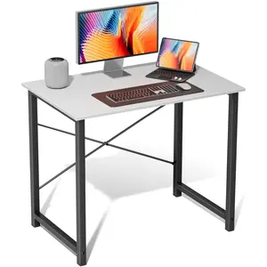 Folding Desk 31 inch Foldable Small Portable Computer Desks,Spaces Saving Writing Sturdy Table for Bedroom,Home Office 40 Inch Computer Desk,Modern Study Work Table Simple Style for Bedroom,Writing Desks with X-Shaped Reinforcement,Rust,Black