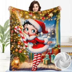 Betty Boop Flannel Soft Blankets Gifts, All-Season Cozy Throw for Women, Girls, Friends - Perfect for Birthdays,  Christmas Holiday,  Christmas Blanket, Women's Comfort Accessory,Home Decoration