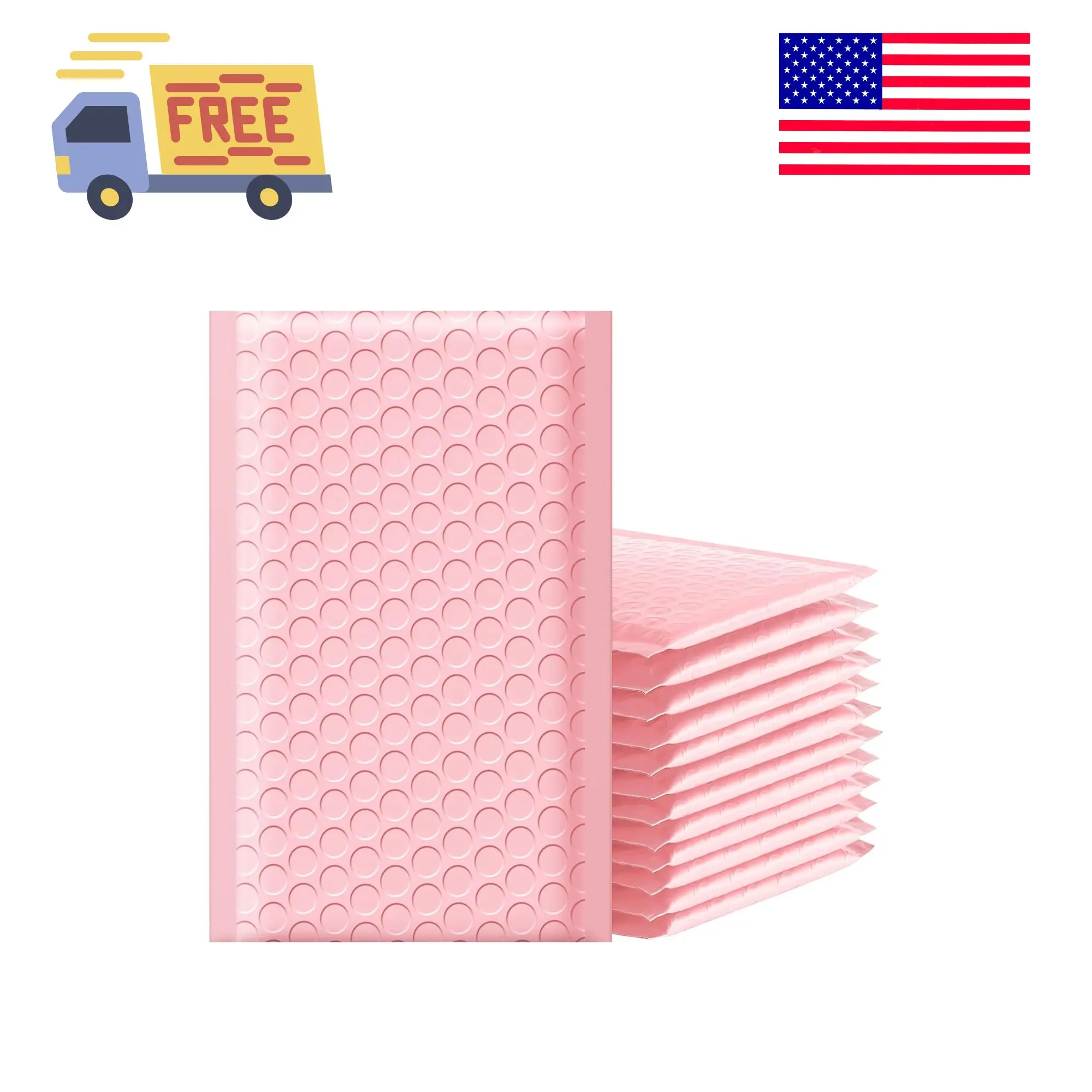Bubble Mailers 4x8 50 Pack, Light Pink Shipping Bags, Waterproof Self Seal Packaging Bags For Small Business