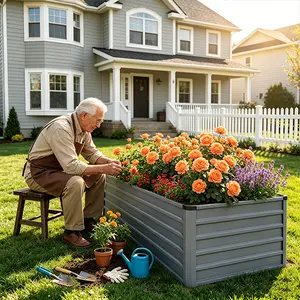 6x3x2ft Large Galvanized Steel Raised Garden Bed,Rectangular Planter Box for Outdoor Plants, Garden Planters & Raised Beds for Backyard Ground Gardens Growing Vegetables, Flowers,  Grey