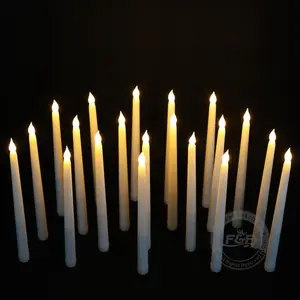 Set of 50 | 10″ Tall White Flickering Flameless Battery Operated LED Taper Candles