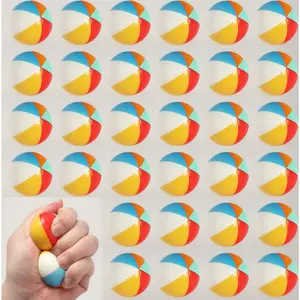 36 pack mini beach stress balls features PU foam rainbow blow up beach balls toys at 1.6 inches perfect for girls boys birthday beach Hawaiian party favors summer water games classroom prizes and goodie bag stuffers