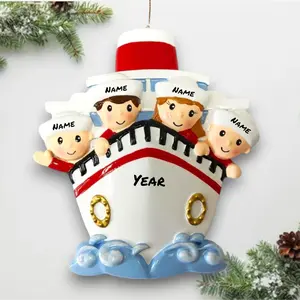 Personalized Family of 4 Cruise Ship Christmas Ornament – Custom Names & Year – Ocean Travel Holiday Keepsake 2025