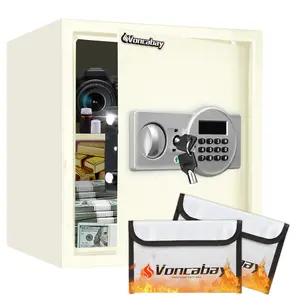 Voncabay 1.5 Cu Ft Home Safe with LCD Display + 2 Bonus Fireproof Bags!  Large Security Box with Removable Shelf & Emergency Keys - Ultimate Protection for Your Cash & Valuables