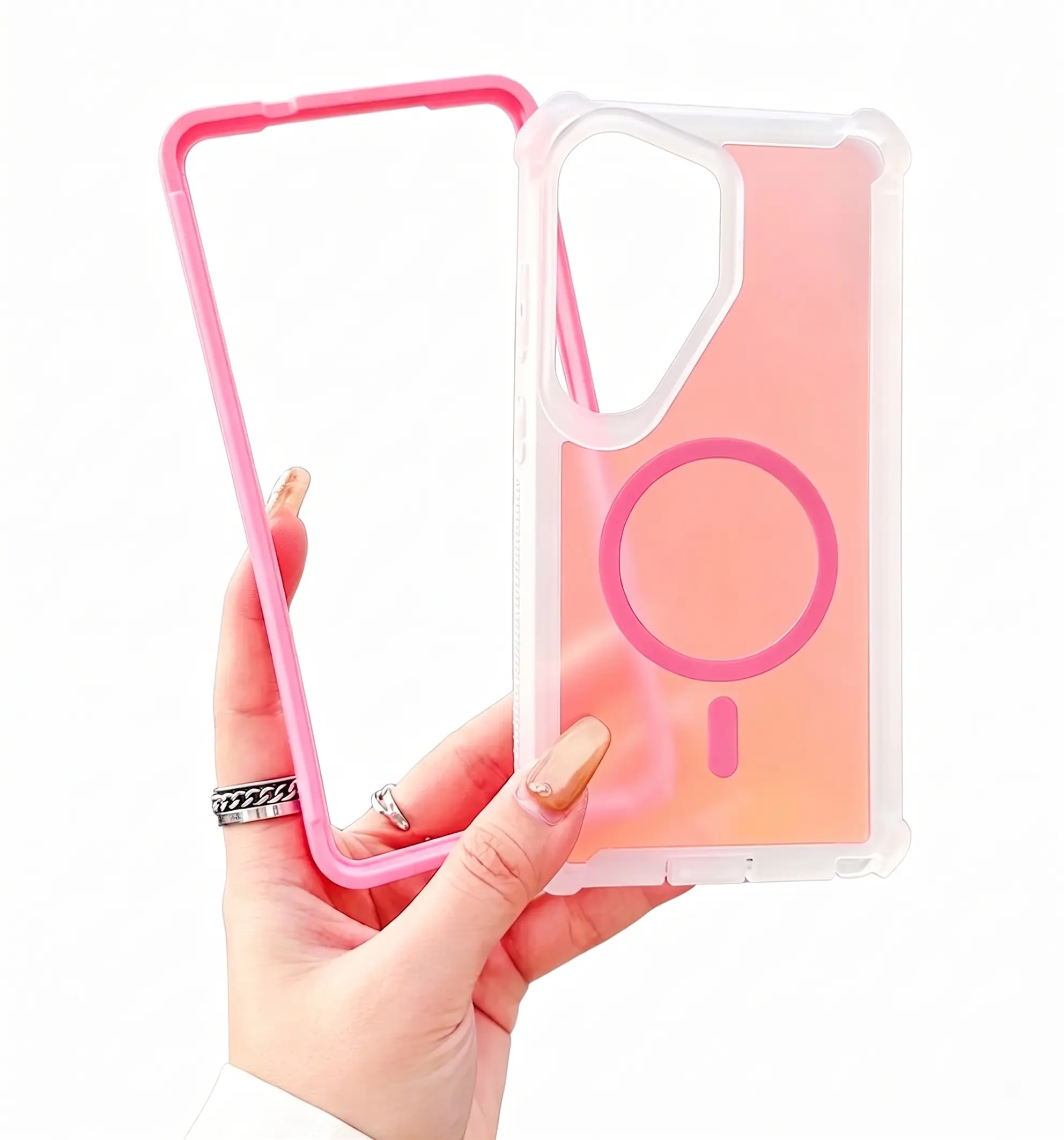 Iridescent Laser Armor Smartphone Casing For Samsung Galaxy S26 S25 S24 S23 S22 ULTRA, MagSafe-Compatible, Wireless Charging, Dual Layer Protection Cover For Handheld Cellphone Devices