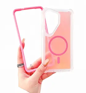 Iridescent Laser Armor Case For Samsung Galaxy S25 S24 S23 S22 ULTRA [Compatible with MagSafe] Wireless Charging Dual Layer Protection Cover