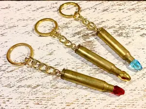 223/556 Shell Casing Keychain with Colored Bead
