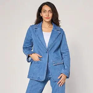 G by Giuliana Black Label G5 Stretch Denim Studded Blazer