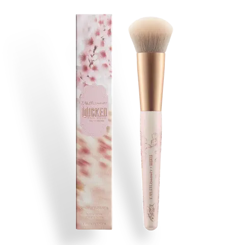 r.e.m. beauty x Wicked: For Good Cherry Blossom Blush Brush - soft, flexible, vegan bristles, blends color flawlessly, contours and highlights