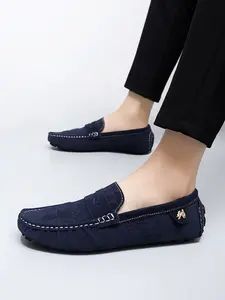Pink Valentine's Day Gift for Couples, Men's Penny Loafers, Moccasins, Slip-on Flat Boat Shoes, Suede Loafers, Sexy Party Shoes for Holiday Commuting and Work.
