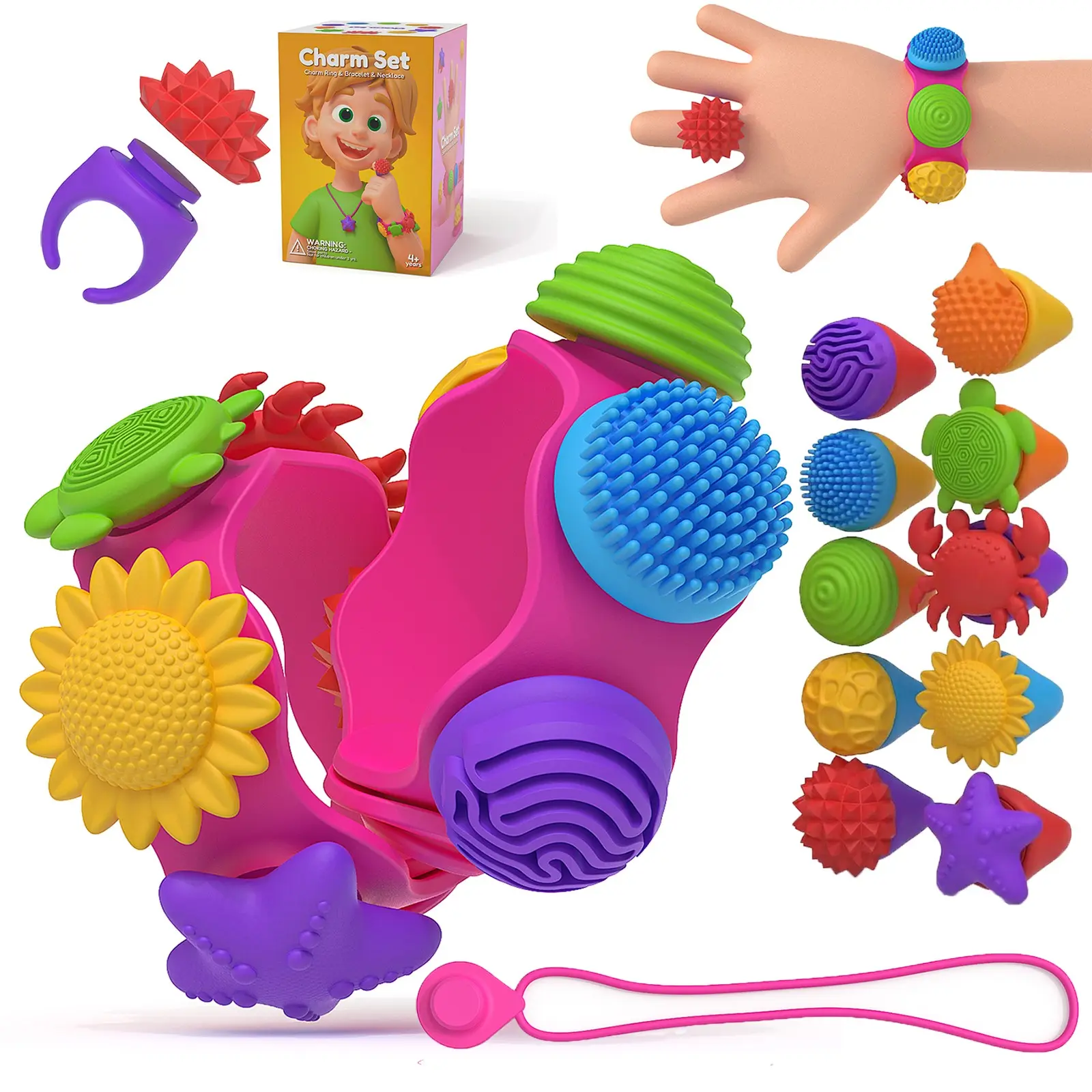 Fidget Rings Sensory Toys for Kids, 22 Pack Fidget Anxiety Spinner ...