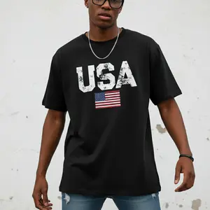 Men's Graphic T-Shirt - Short Sleeve Crew Neck Regular Fit Casual Wear | Soft & Breathable Fabric, Durable Print, Everyday Comfort, Machine Washable, Style-USA Flag Design