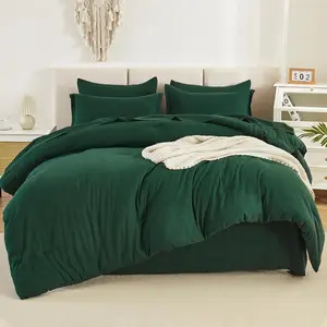 Queen Comforter Dark Emerald Green - 7 a Bag Queen Comforter Sets, Lightweight with Comforter,, Pillowcases  Shams