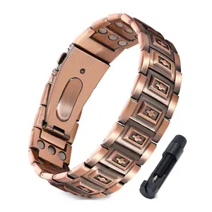 Nandudu Men's Copper Cross Adjustable Fit Bangle, Minimalist Jewelry Gift for Men