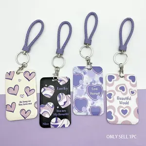 Heart Pattern Card Holder, Handheld ID Protection Keychain, Transparent Decorative Card Case, Idol Photo Holder, Charm Card Keeper, Translucent