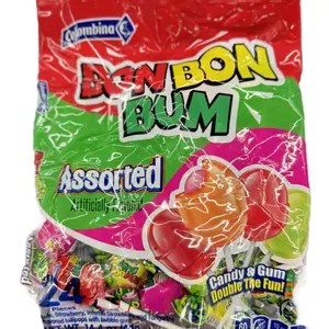(2 pack) Colombina Bon Bon Bum Assorted Flavor Candy & Gum - Delicious Snack for Bubblegum Lovers Sweet