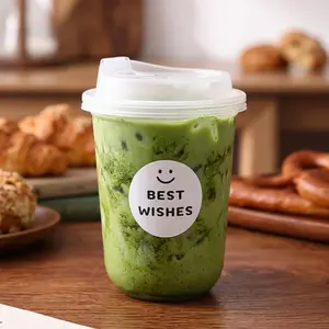 Disposable transparent plastic cups -20 pieces - Disposable iced coffee beverage cups, suitable for smoothies, juices, etc