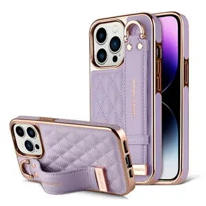 ONEGIF Fashionable Rhombus Quilted Pattern Phone Case with Card Holder, 1 Count Phone Protective Cover, Phone Accessories Compatible with iPhone 16 Pro Max 15 14 13 12 Pro