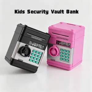 Kids Password Electronic Vault Piggy Bank - Plastic Secure Code Lock Savings Box, Mini Money Jar with Auto Bill Roll & Coin Slot, Educational Saving Toy Gift for Boys Girls