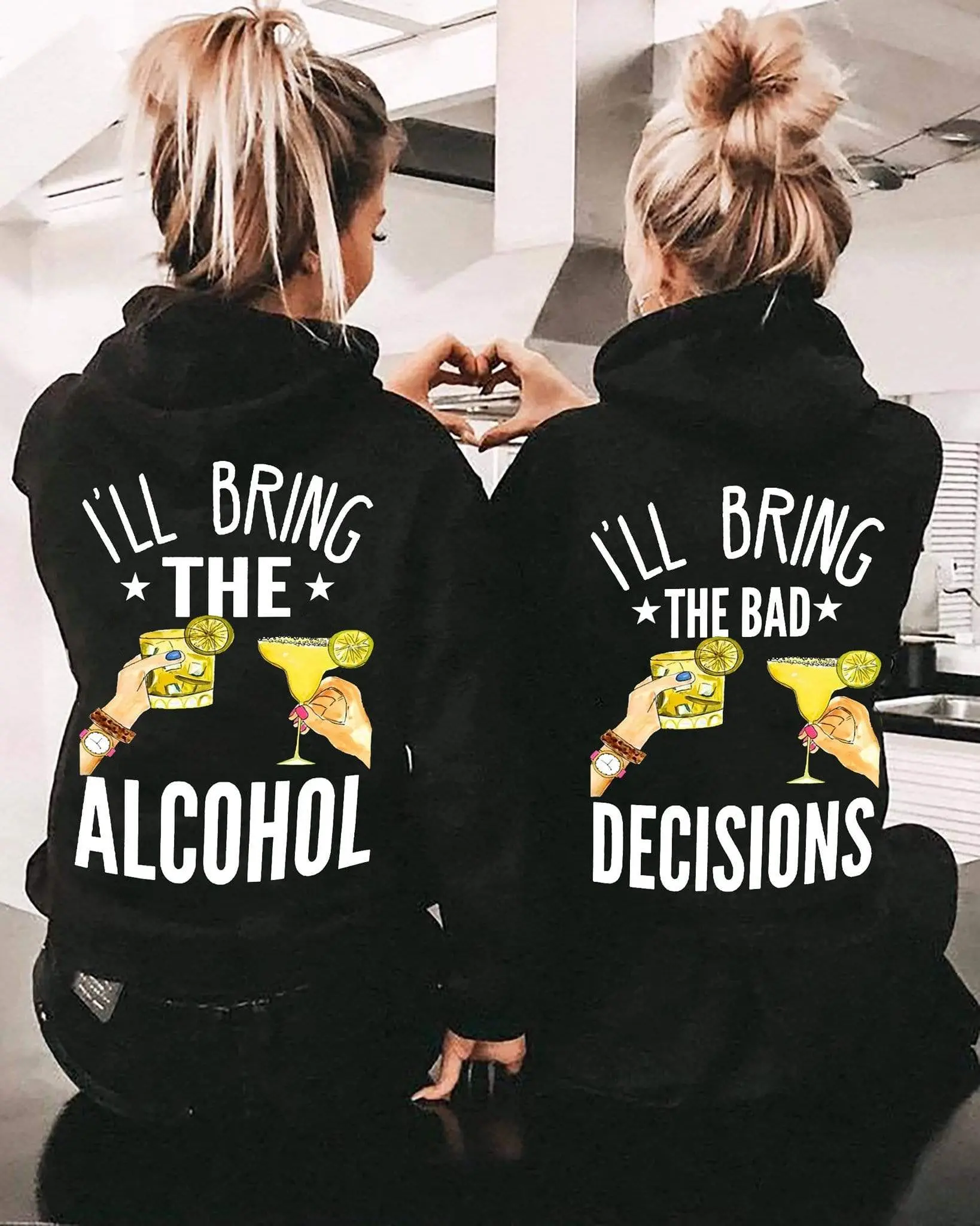 Matching Bestie Hoodie I’ll Bring The Bad Alcohol/Decisions, Couple Matching Shirt Sweater Hoodie, Valentine Gift Ideas