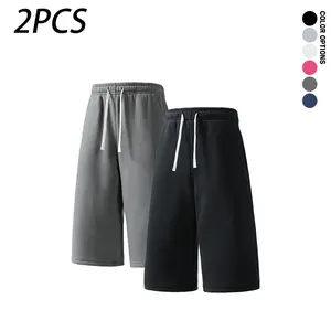 Men’s summer solid-color minimalist basic drawstring waist pants—versatile loose casual 7/8-length trousers and athletic shorts for everyday wear.