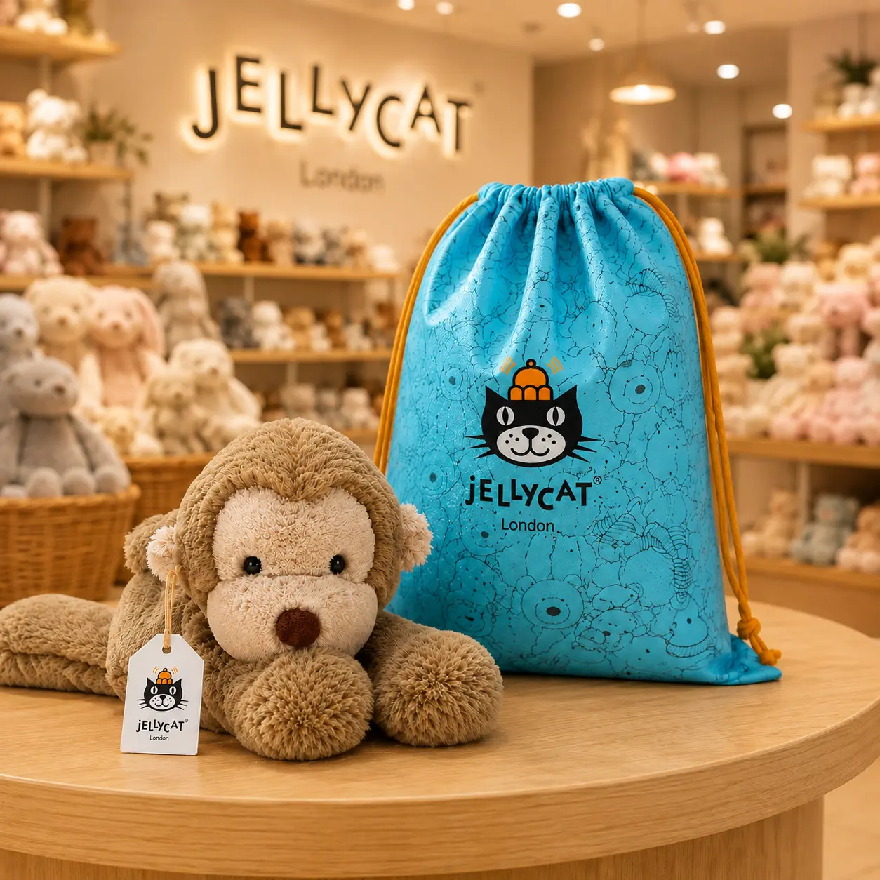 Jellycat Smudge Monkey Plush Toy - Ultra Soft Cuddly Stuffed Animal, US Stock Ready to Ship, Free Gift Bag Included