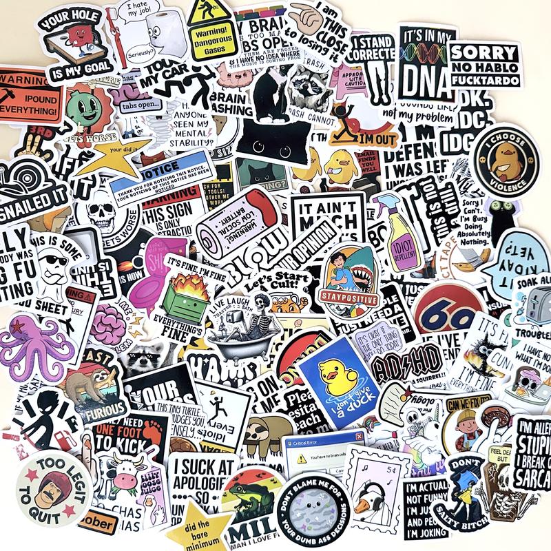130PCS Funny Saying Sticker Pack - Snarky, Sarcastic Bold Humor Vinyl Waterproof Meme stickers for laptop, computer, water bottle, ipad, phones bumper folding  chair sticker pack