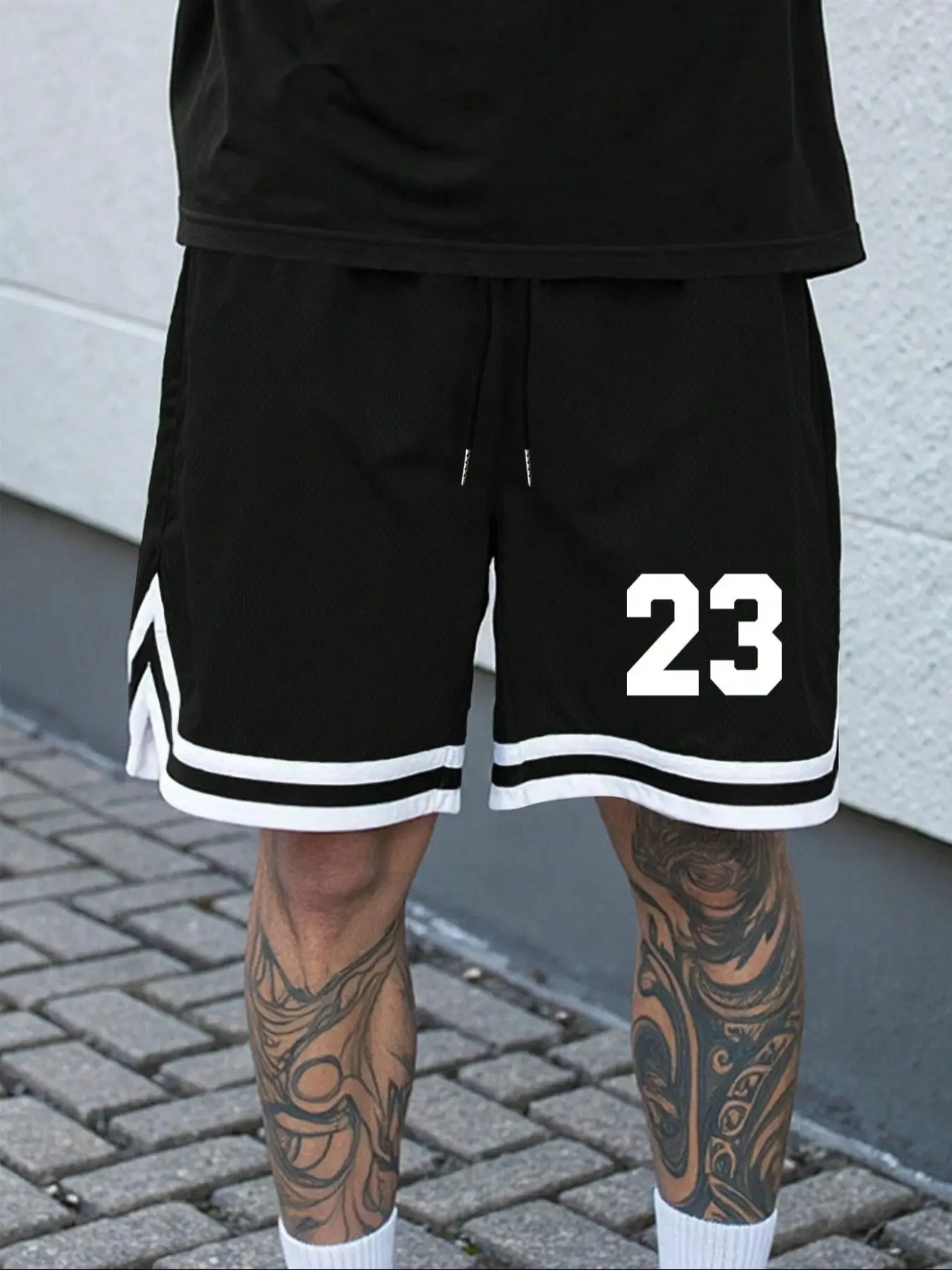 Men's Summer Casual Loose Streetwear Sports Shorts, Number 23 Pattern, Suitable for Sports, Fitness, Daily Wear, Trendy Breathable Versatile Five-Quarter Pants, Casual Graphic Shorts