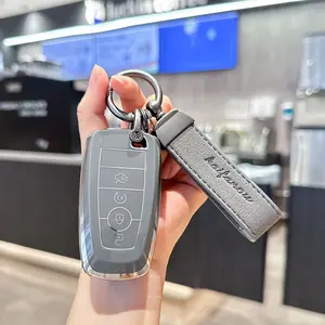 ACEBOY For Ford Key Fob Cover With Keychain Lanyard, Soft TPU Key Fob Protector Compatible With Ford Edge Escape Expedition Explorer Fusion Mustang Ranger F-150 F-250 Smart Key Case