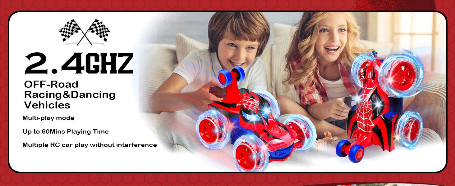TikTokShopBlackFriday Spider RC Stunt Car, 360° Rotating 4WD Toys, Lights, All-Terrain Toy, Rechargeable, Remote Control for Kids 4-10, Indoor/Outdoor, Great Birthday Gift Valentines Day Gift