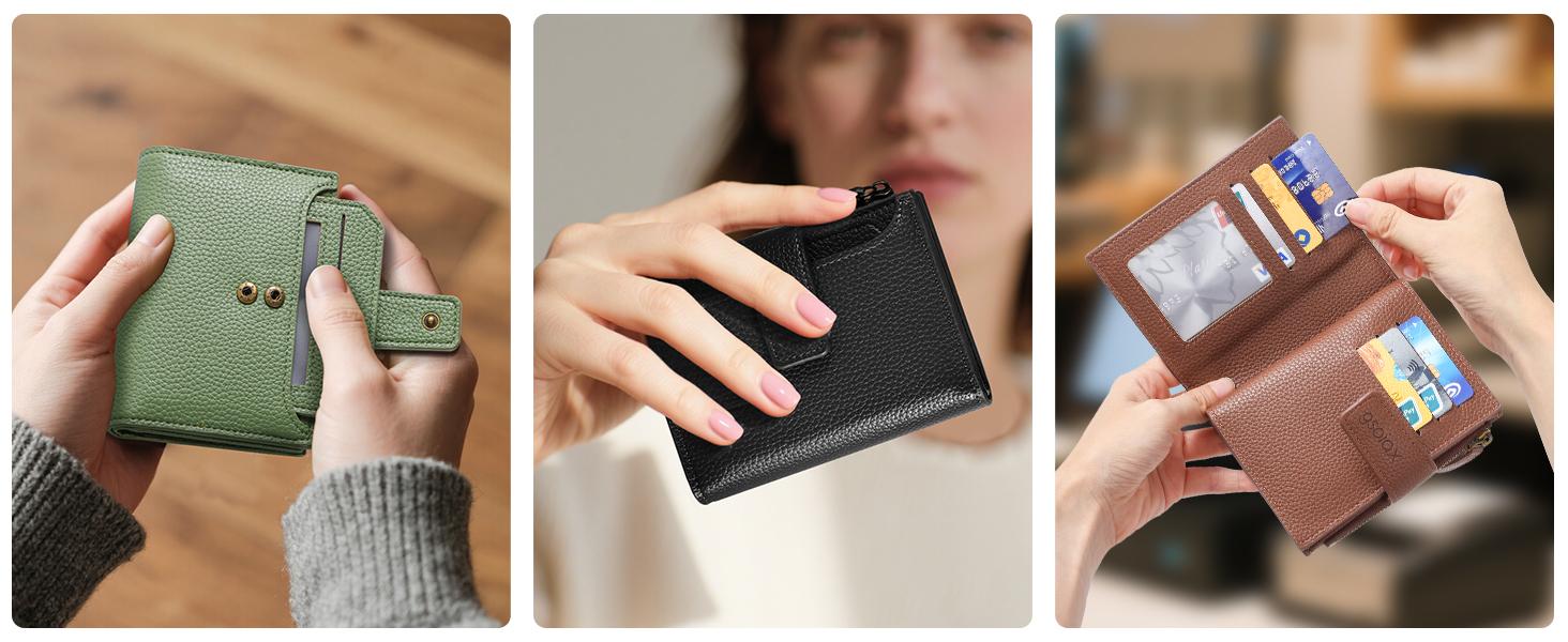 GSOIAX Women RFID Credit Card Holder. Made of genuine leather with a coin pocket, it's perfect for daily use, school,  thoughtful gift for Mother's Day or Girlfriend.