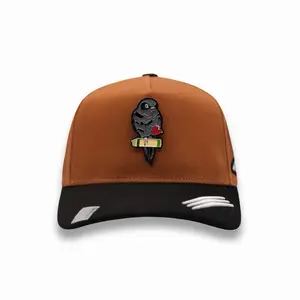PERICO Brown/Black Snapback Hat with Parrot Emblem and Adjustable Closure for Stylish Wear