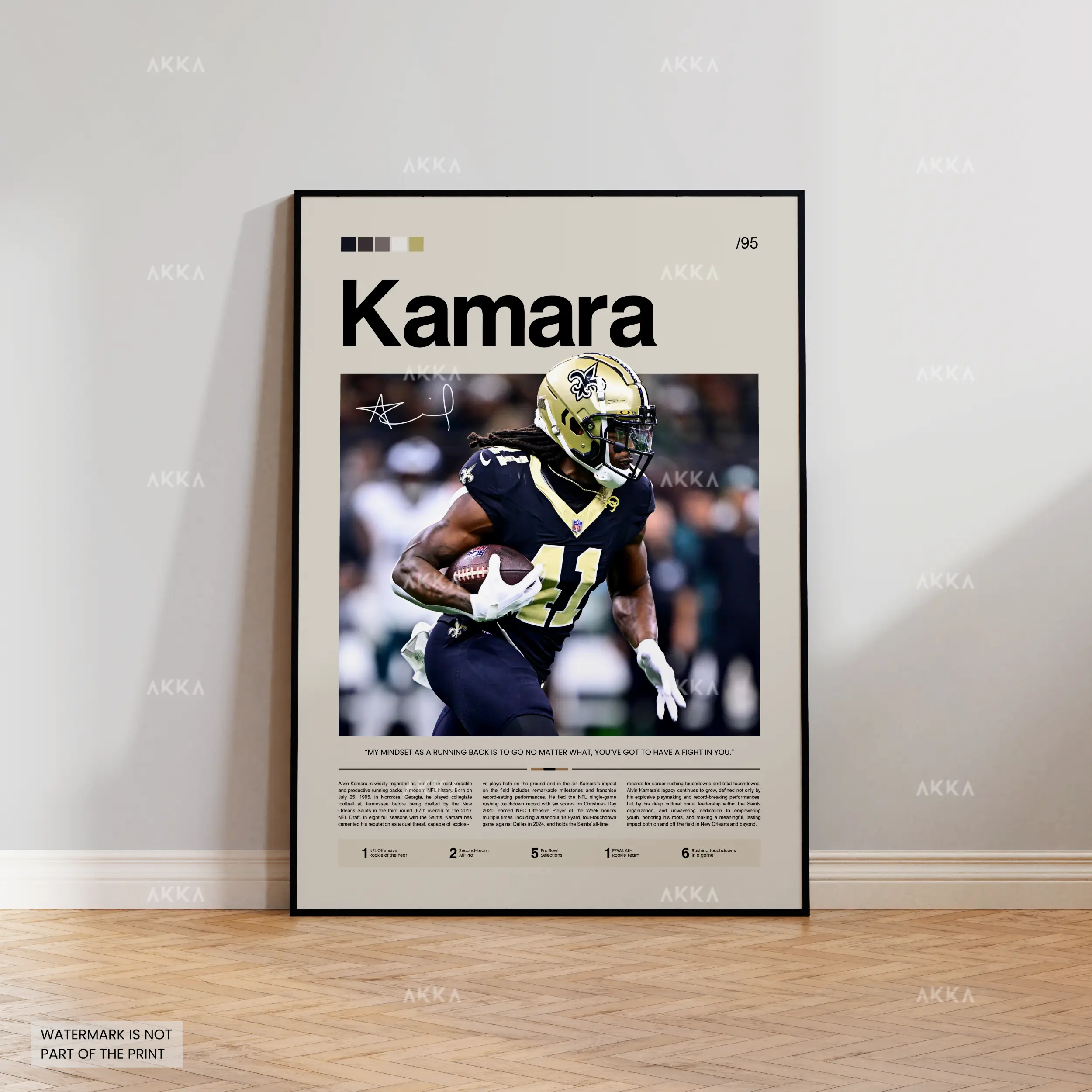 Alvin Kamara Poster, Football Fan Gift For Fans