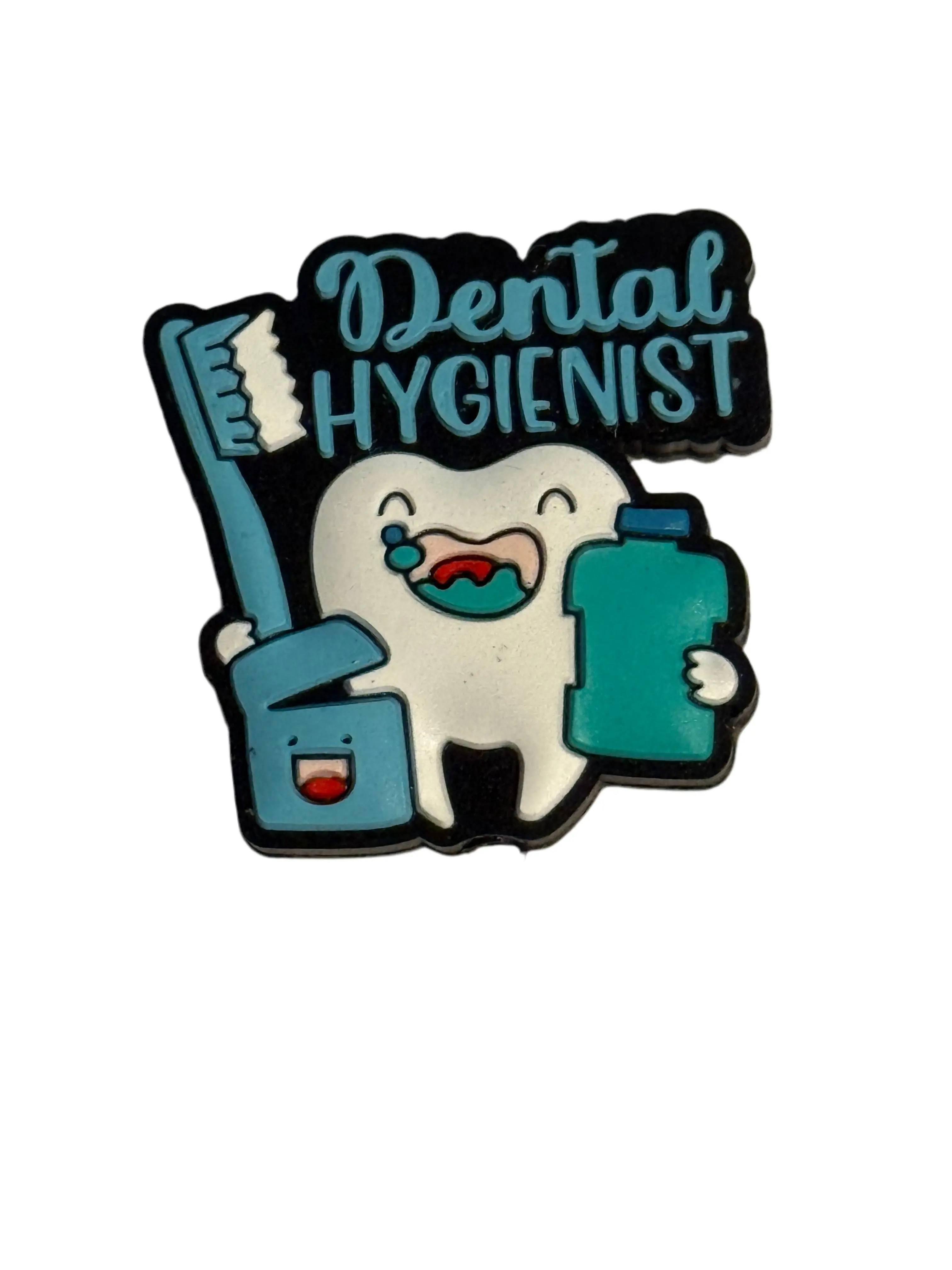F/C19- (1)PC 1" Dental HYGIENIEST W/Tooth/Brush/MouthWash Focal Bead for DIY Keychains, Wristlets, Cup Charms, Car Charms ETC