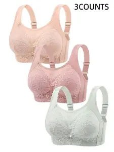 Women's Lace Elegant Underwireless Push-Up Everyday Bra Set, Seamless Comfort Fit Design, Breathable Soft Fabric, All-Day Support Perfect Choice