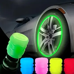 Luminous Valve Cap, 4 Counts Tire Air Cap, for Bike, SUV, Fluorescent Night Glowing Car Motorcycle Bicycle Wheel Tyre HUB Luminous Valve Stem Cap, Vehicle, Car Stuff, Car Accessories, Car Parts