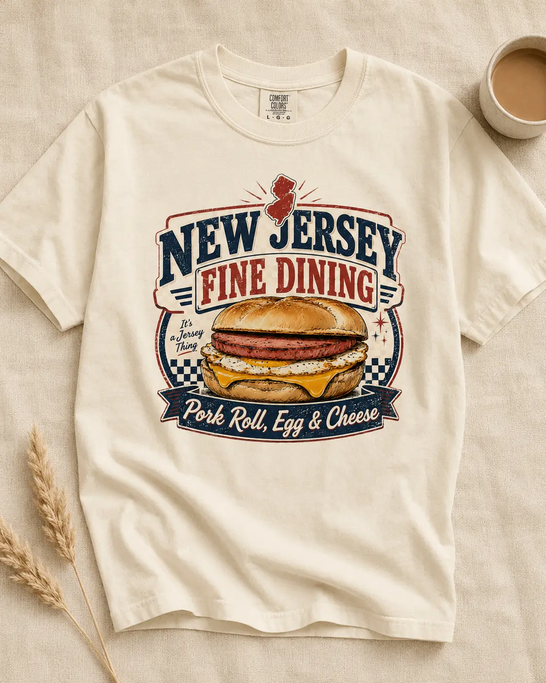New Jersey Fine Dining Pork Roll Egg & Cheese T-shirt | Diner Breakfast Tee