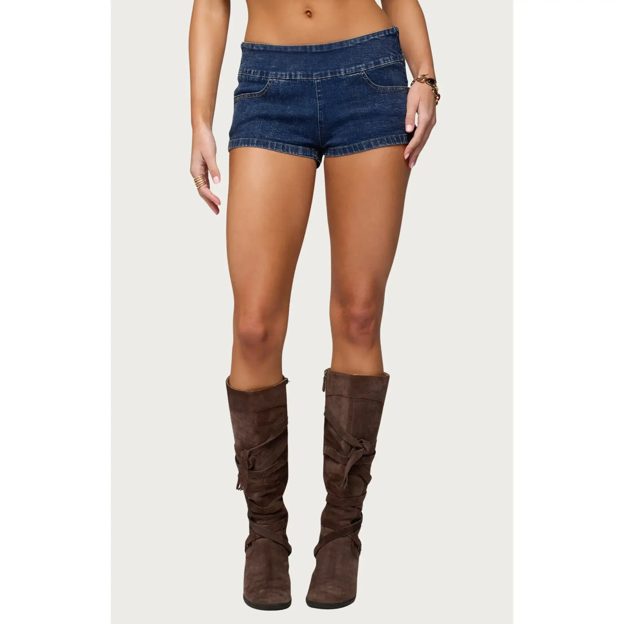 Edikted Women's Zaida Stretchy Denim Micro Shorts