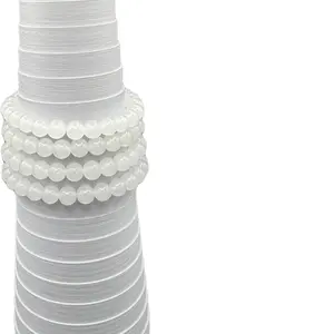 Udderlee Blessed White Glass Beaded Bracelets - Elegant and Stylish Accessory for Any Occasion worn alone or stacked