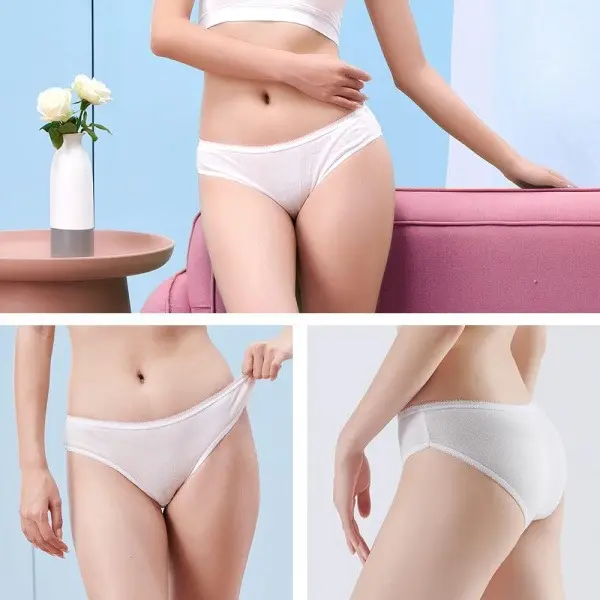2PCS 2XL (under 150 Catties) Women's Disposable 100% Cotton Underwear, Travel Underwear, Daily Disposable Underwear. Suitable for Outdoor Sports, Travel, Hospital Stay, Postpartum, Camping, Hiking, Exercise, Spa, Or Everyday Wear. Minimalist Bag Lightweig